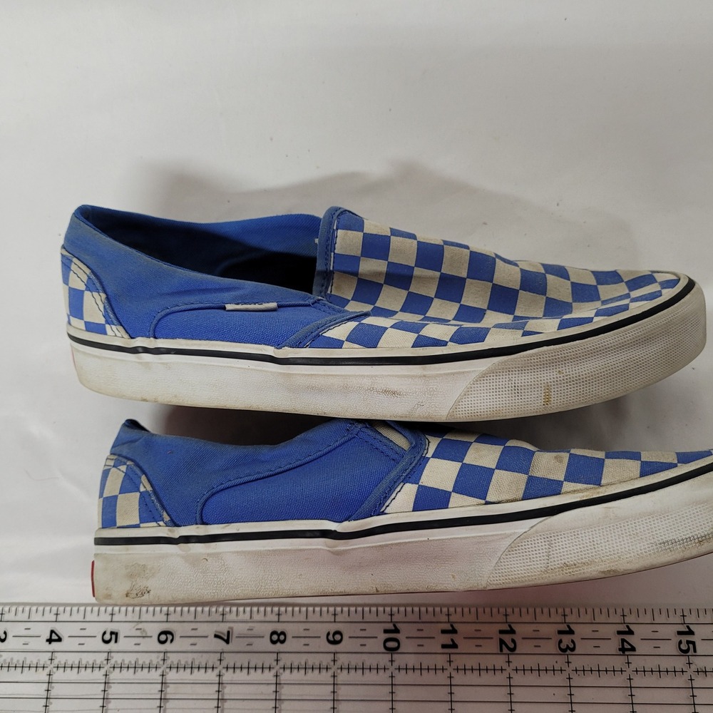 Vans Classic Slip-On Blue White Checkerboard Womens 9 Sneakers 721356 - Picture 3 of 8